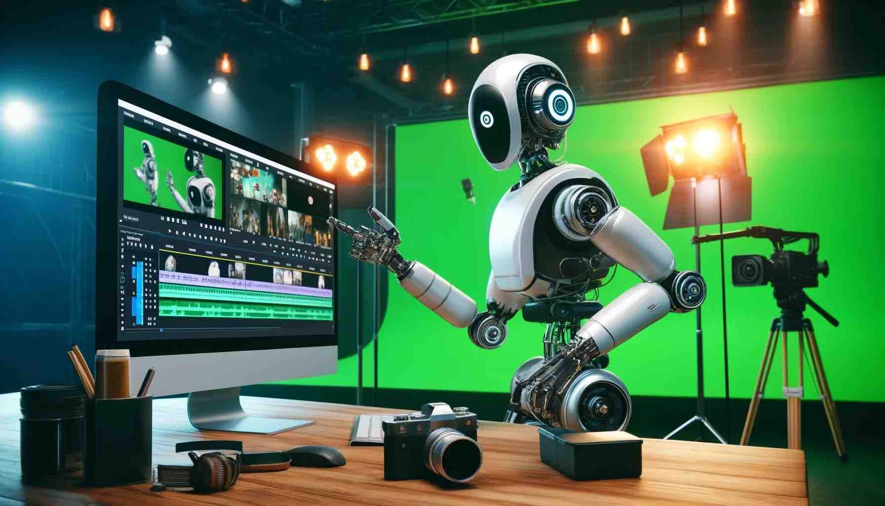 プロモーション映画を編集するロボット